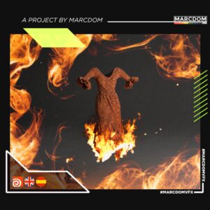 Dress on fire effect - Houdini SCENE, ASSETS and TUTORIAL